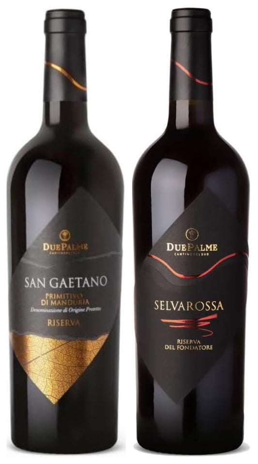 🍷 Selezione Riserve – Cantine Due Palme Primitivo di Manduria + Salice Salentino (2 Bottiglie)
